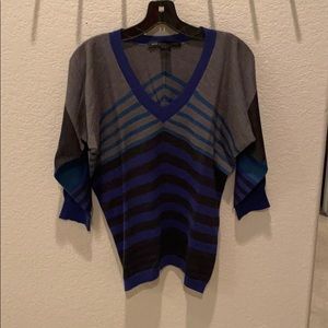 Black gray blue striped sweater